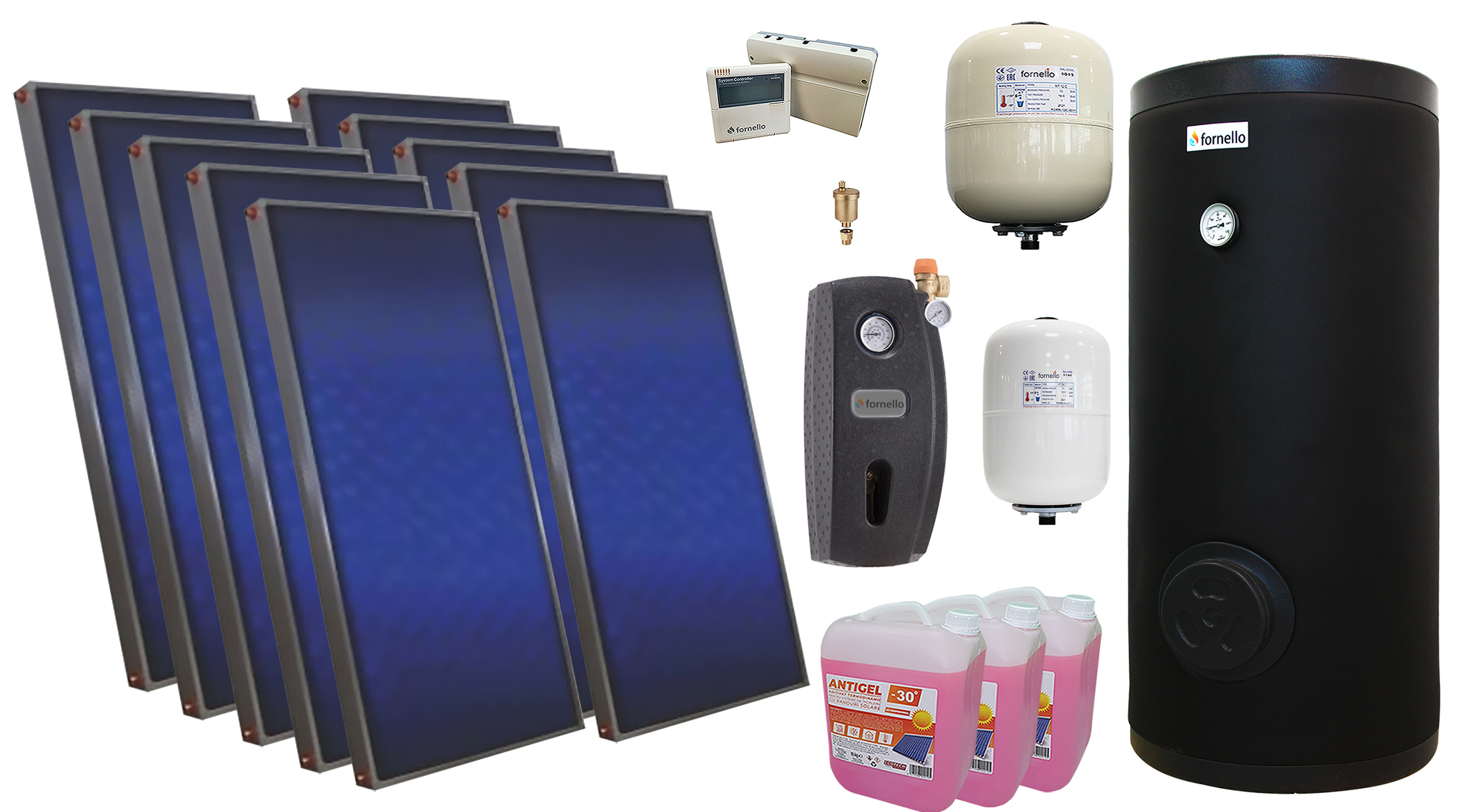 Pachet Solar Premium 10 Panouri Boiler 1000L Fornello