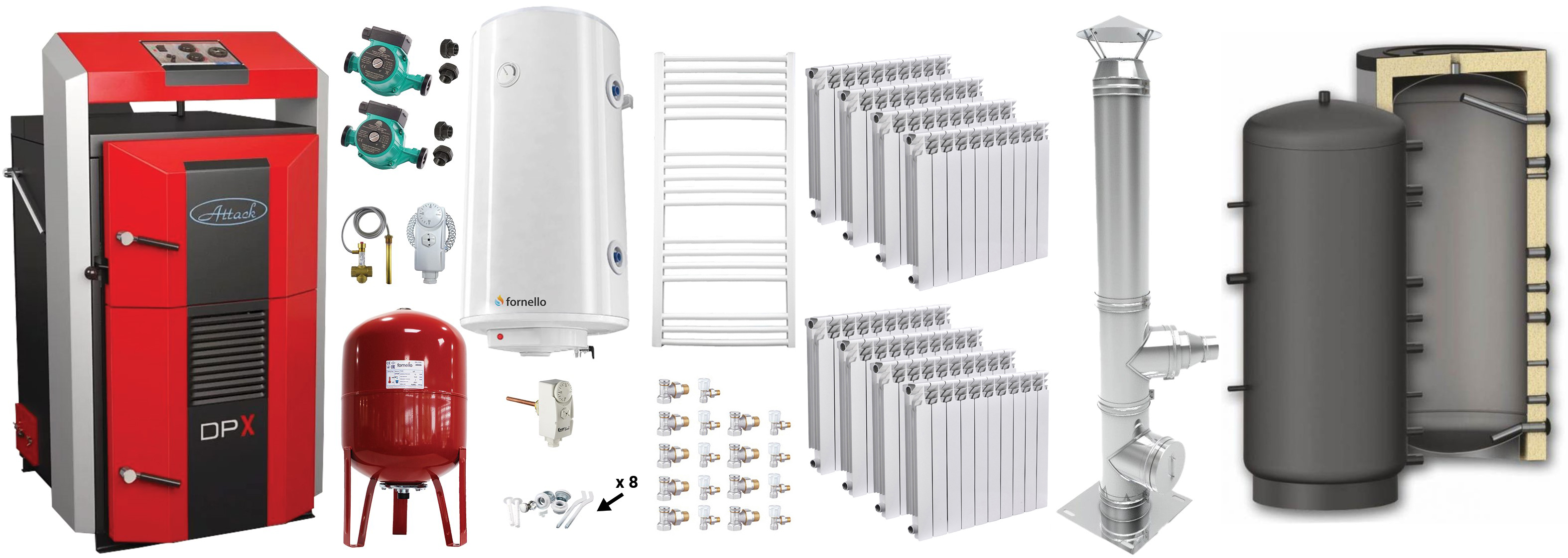 Pachet complet Cazan Attack DPX 45kW cu gazeificare