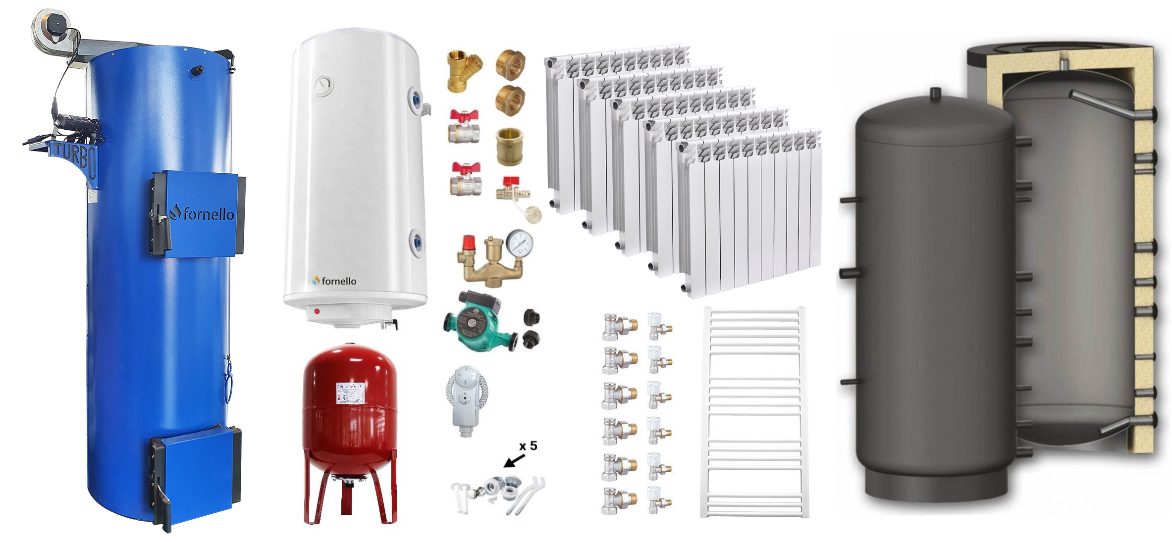 Pachet Centrală Fornello Turbo 35 kW + Puffer 800L