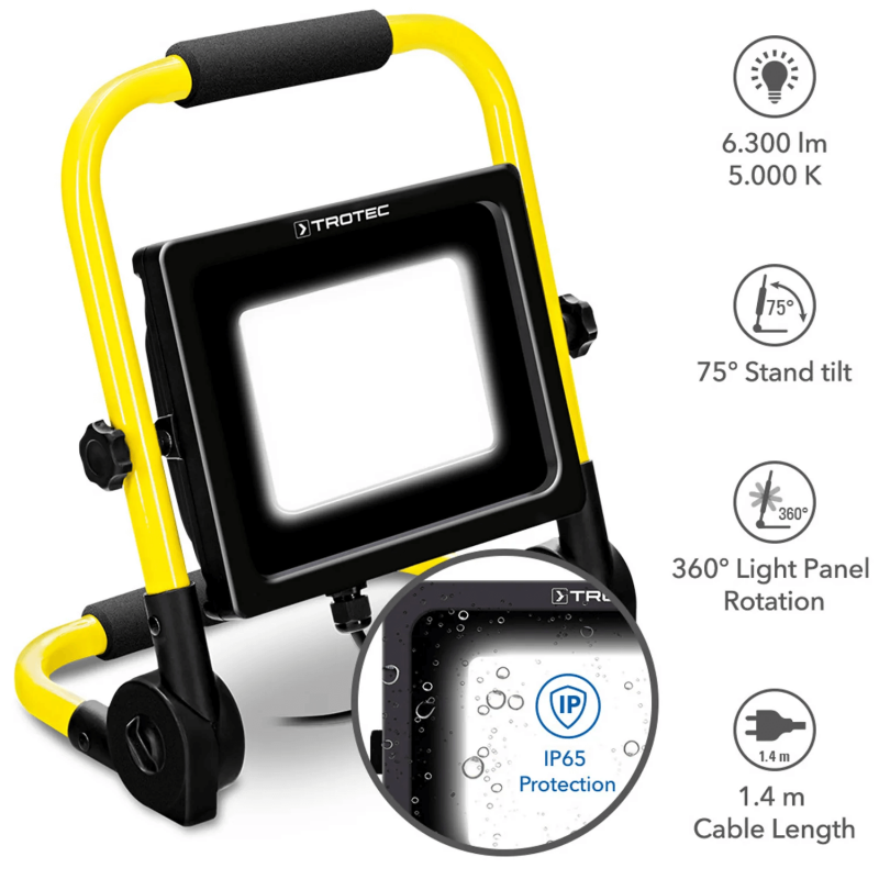 Proiector LED portabil Trotec PWLS 10-70, 6.300 lm, IP65 - imagine 4