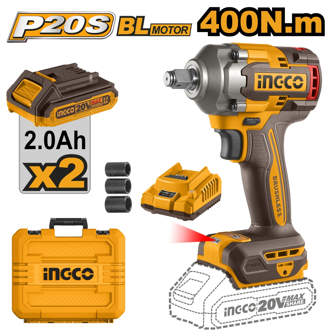 Masina insurubat impact 400nM 20V Ingco
