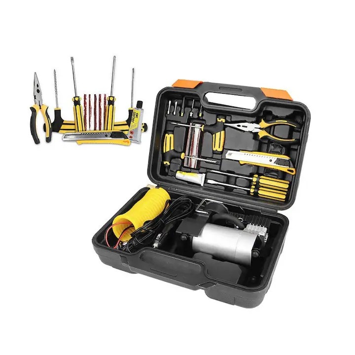Compresor aer auto 12V PREMIUM 2 CILINDRI + ACCESORII , LANTERNA SI TRUSA , LIDER MX391 - imagine 2