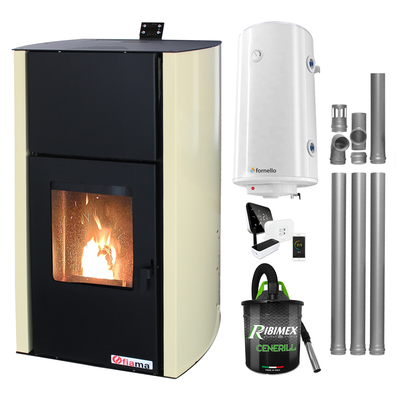 Termosemineu Fornello 25kW Control Distanță