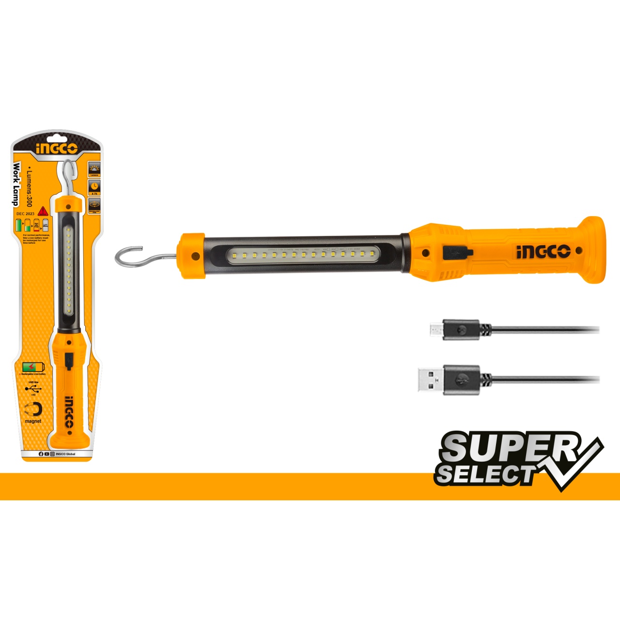 Lanterna Auto USB Ingco HWLI35261, 300 Lumeni - imagine 2