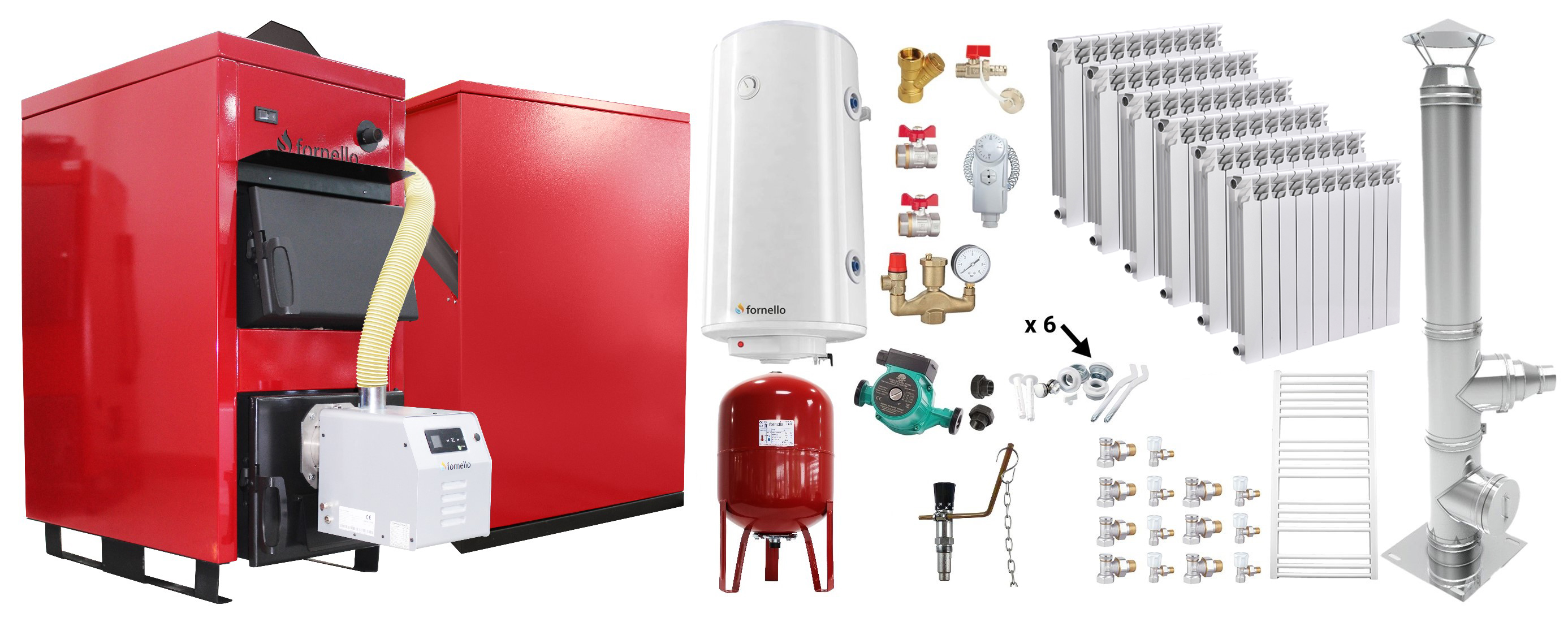 Sistem Complet Încălzire Fornello 35kW Lemn+Peleti