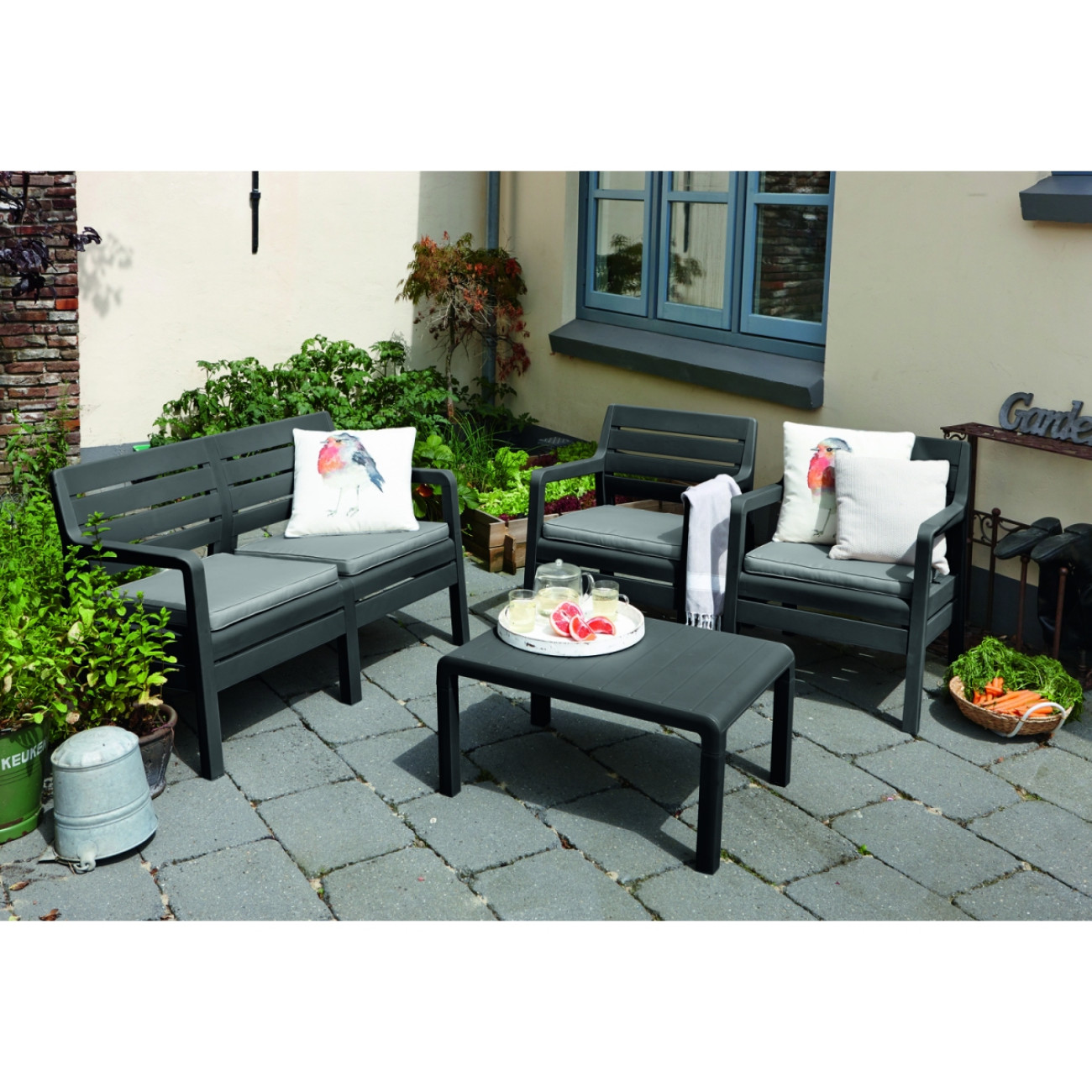 Set mobilier gradina Delano, 4 locuri, gri - imagine 5
