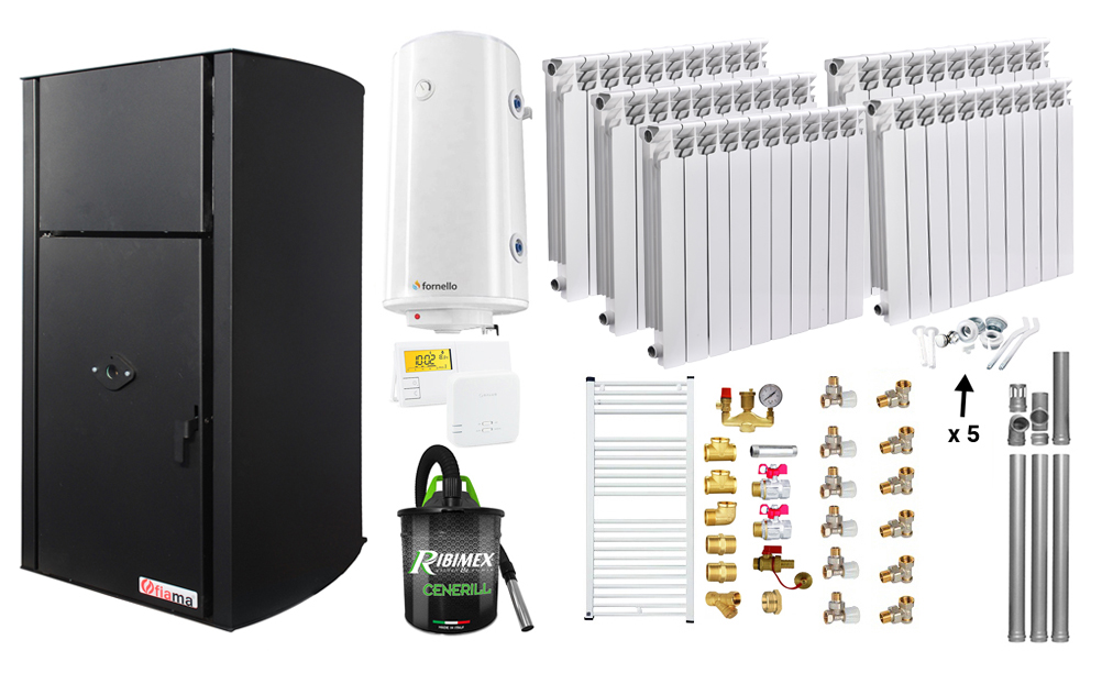 Pachet Centrala Peleti Fornello 25kW Complet