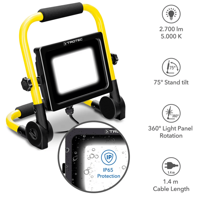 Proiector LED portabil Trotec PWLS 10-30, 2700 lm, IP65 - imagine 7