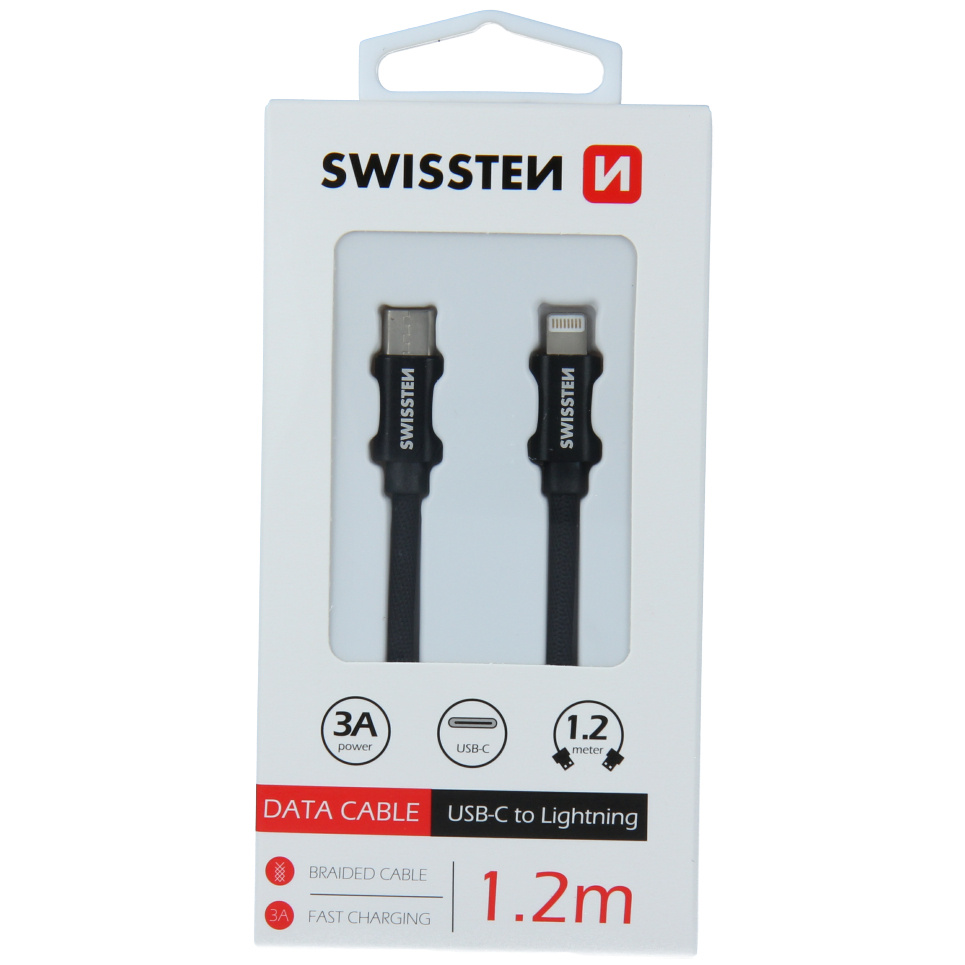 Cablu USB-C Lightning Swissten 1.2m negru