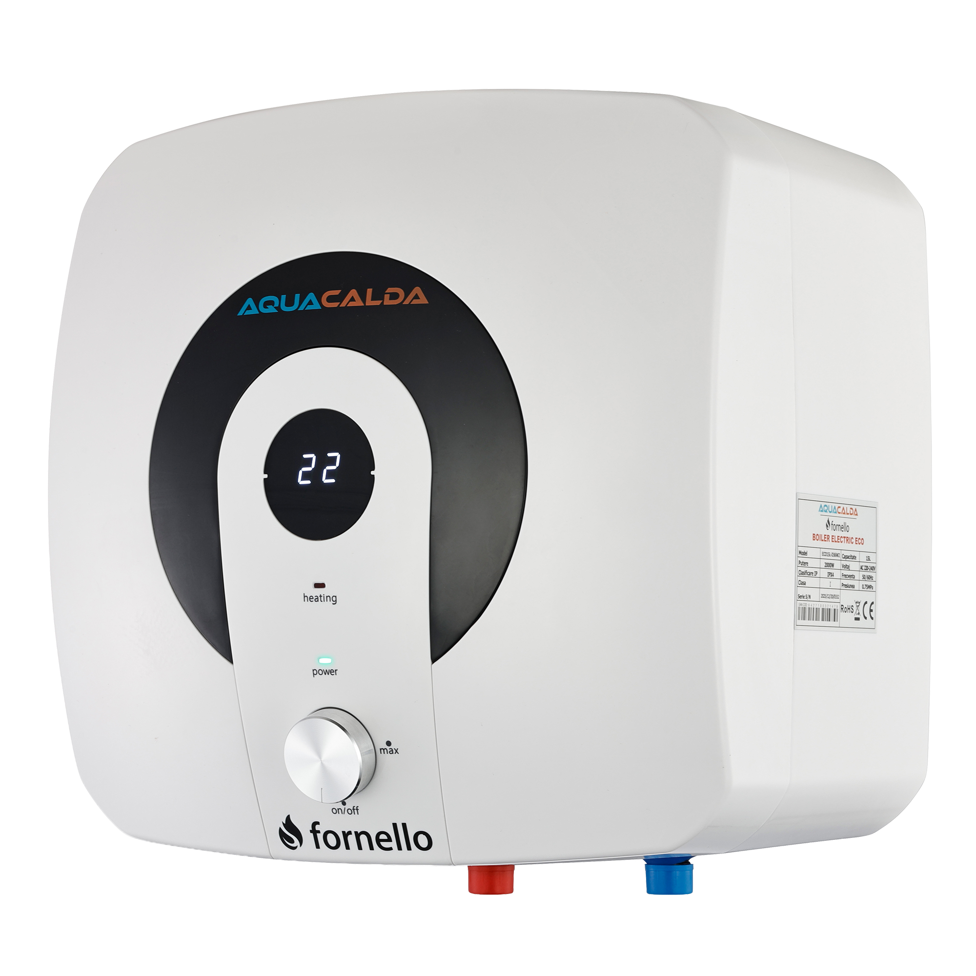Boiler electric Aquacalda ECO 10L, 2000W, deasupra chiuvetei
