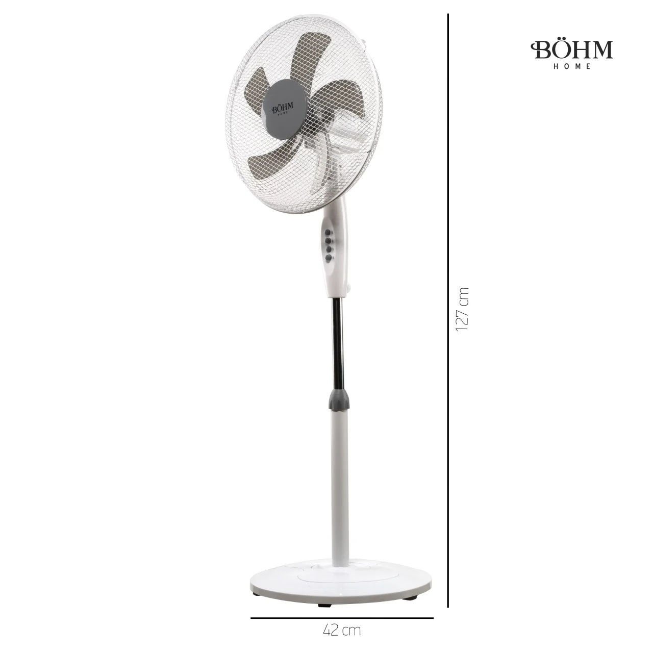 Ventilator aer 16''. 125cm reglabil, oscilatie 90 grade, 3 viteze, 50W, 5 pale BÖHM BLSF-4043 - imagine 2
