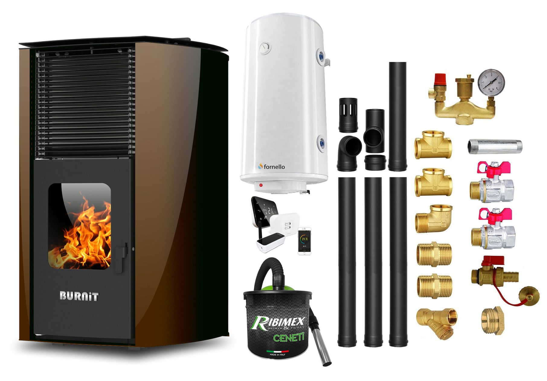 Termosemineu Burnit 25kW Control Distanță Complet