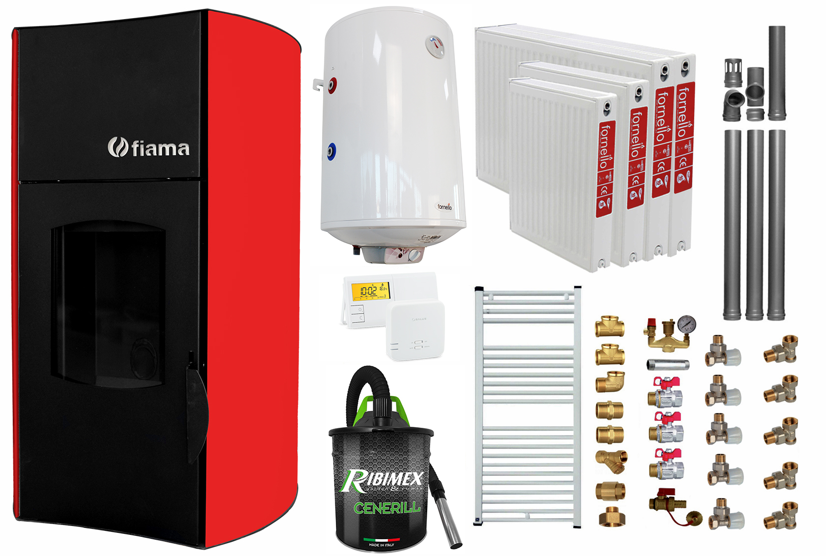 Pachet Complet Termosemineu Fiama Red 25kw