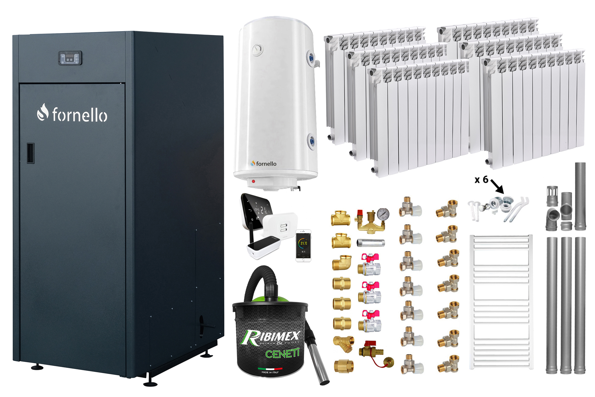 Pachet Centrala Peleti Fornello 25KW Control WiFi