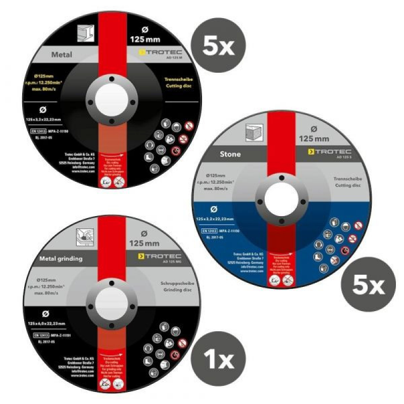 Set 11 discuri tăiere/șlefuire 125mm Trotec - imagine 2