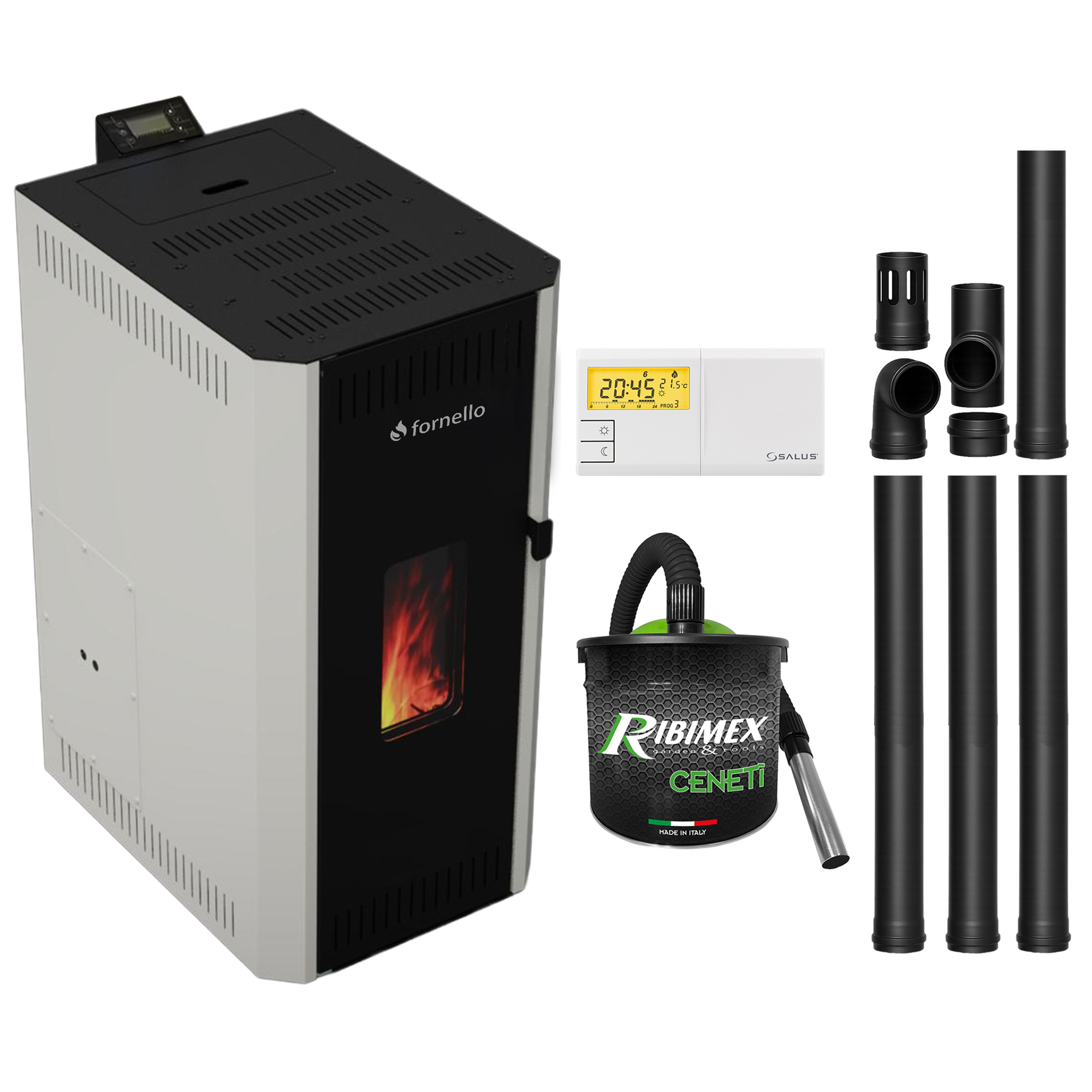 Fornello CALORE 35kW - Pachet complet termosemineu pe peleti