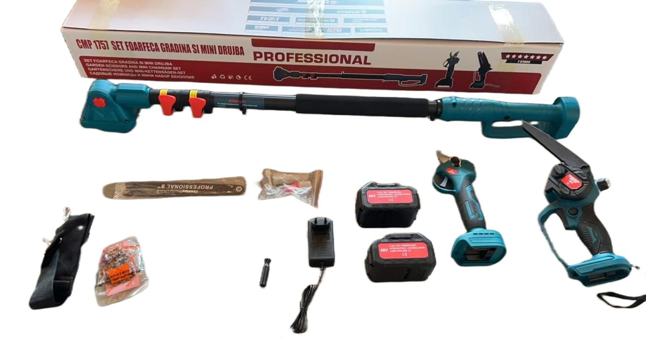 Set Campion Foarfeca + Minidrujba 48V 2 Baterii - imagine 5