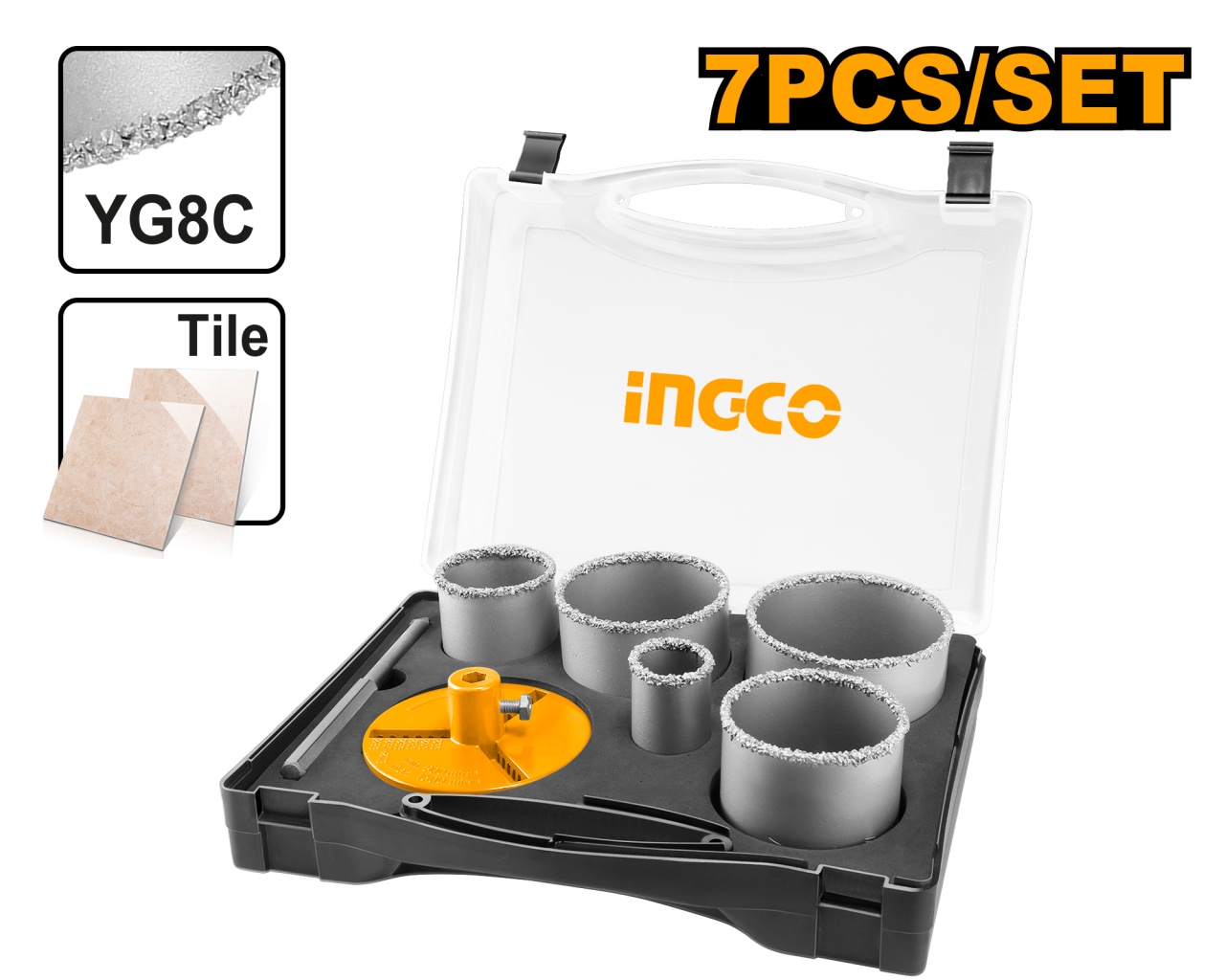 Set Carota Diamantata 5buc 33-83mm Ingco