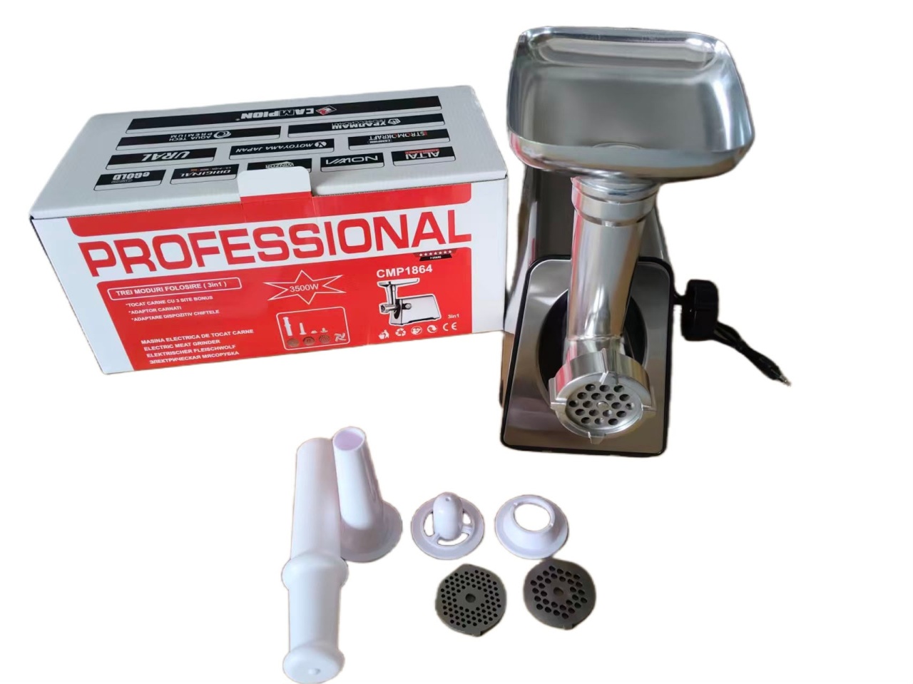 Mașină de tocat carne Campion Professional 3500W inox, 3 în 1 - imagine 5