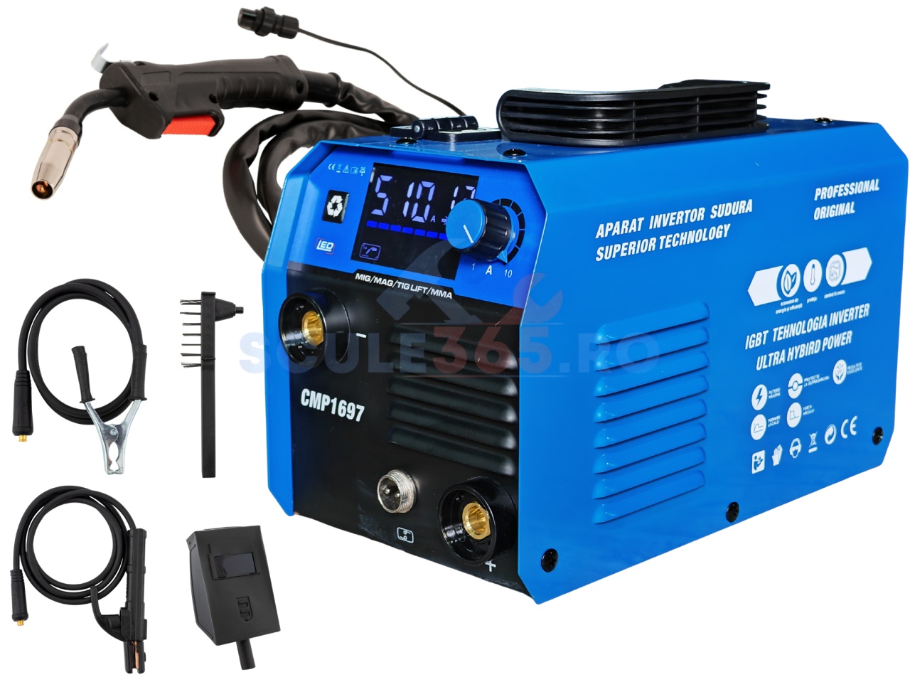 *SUPER PACHET* Aparat de sudura tip Invertor cu sarma 495A, + x2 pachet electrozi 1kg, x1 sarma sudura 1kg, magnet sudura, MMA/MIG/MAG afisaj digital, ventilat, URAL MASH IGBT TEHNOLOGY ULTRA HYBRID POWER, CMP1697 - imagine 2