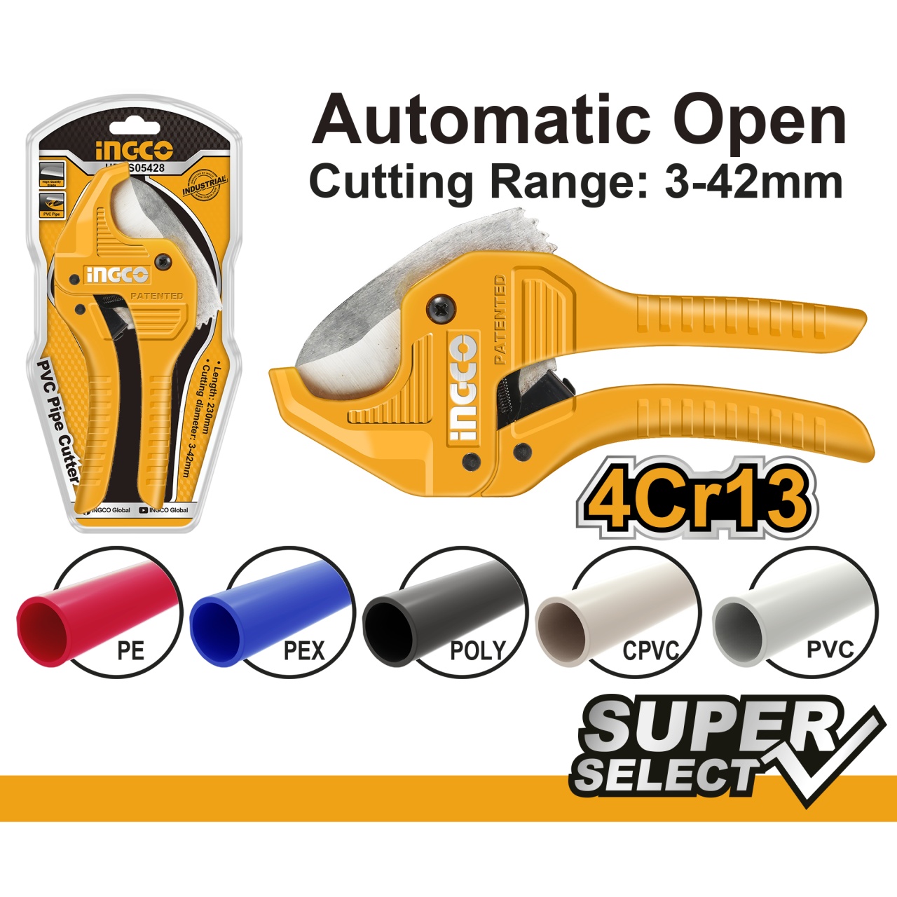 Clește Tăietor Țeavă INGCO, Deschidere Automată - imagine 2