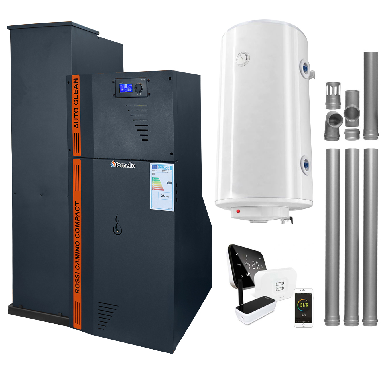 Centrala peleti Fornello 25kW cu curatare automata