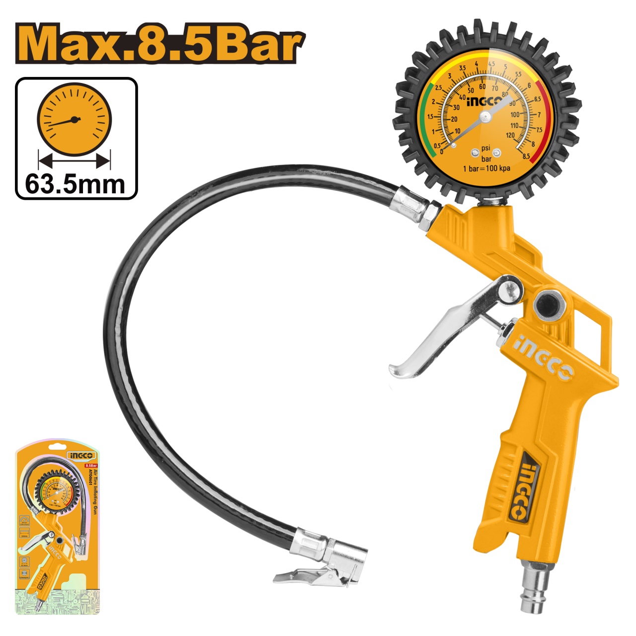 Pistol aer cu manometru 8.5 bari Ingco ATG0601
