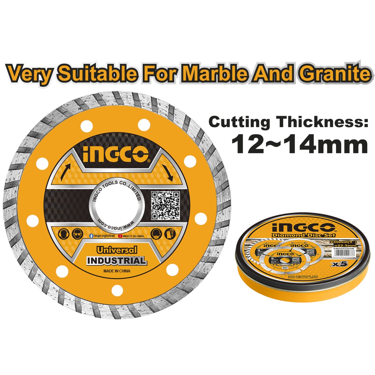 Disc Diamantat Turbo Ingco 180mm | Tăiere Rapidă - imagine 2