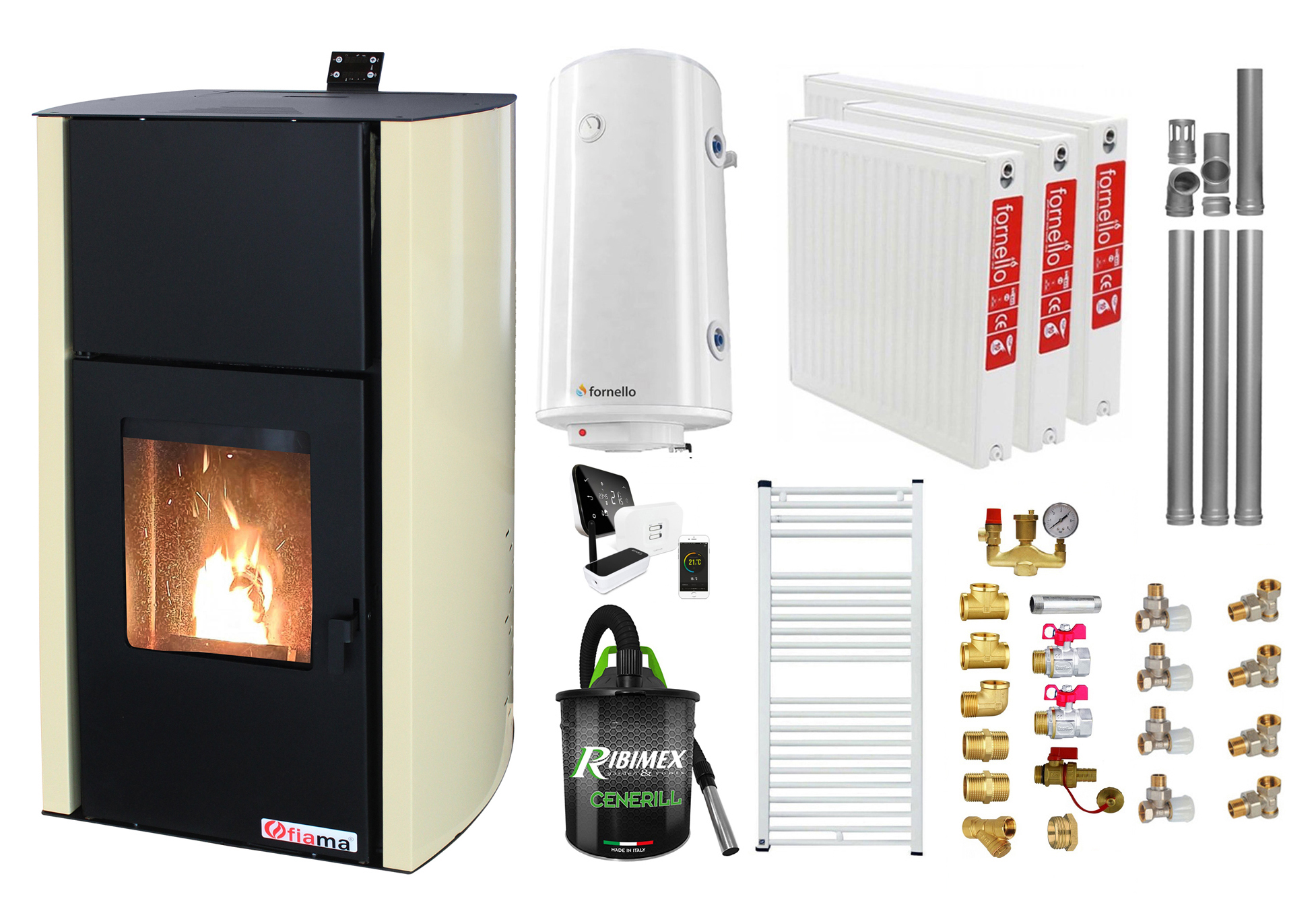 Pachet Complet Termosemineu Fornello 12kw Control Distanță