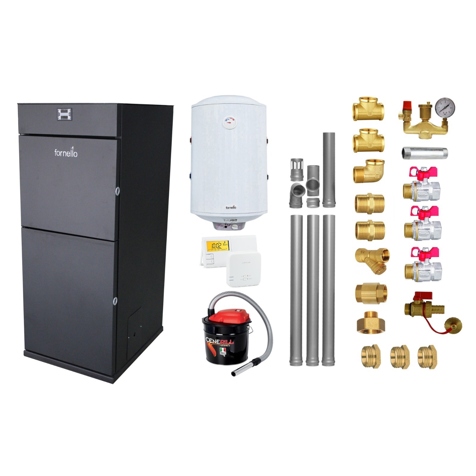 Pachet Centrala Peleti Fornello 30kW Complet
