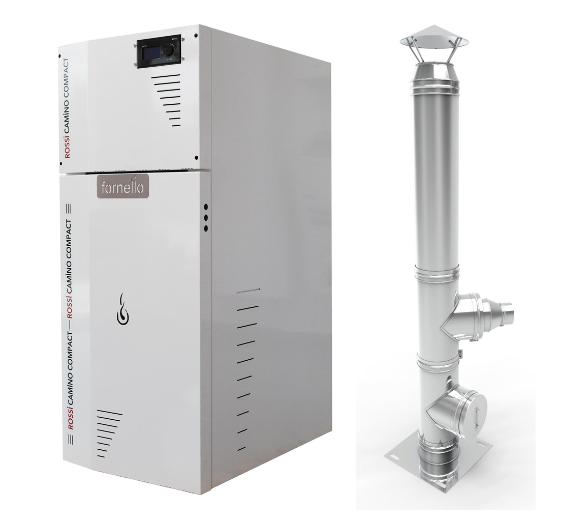 Centrala Peleti Fornello Camino Compact 35 kW + Cos Inox 6 m