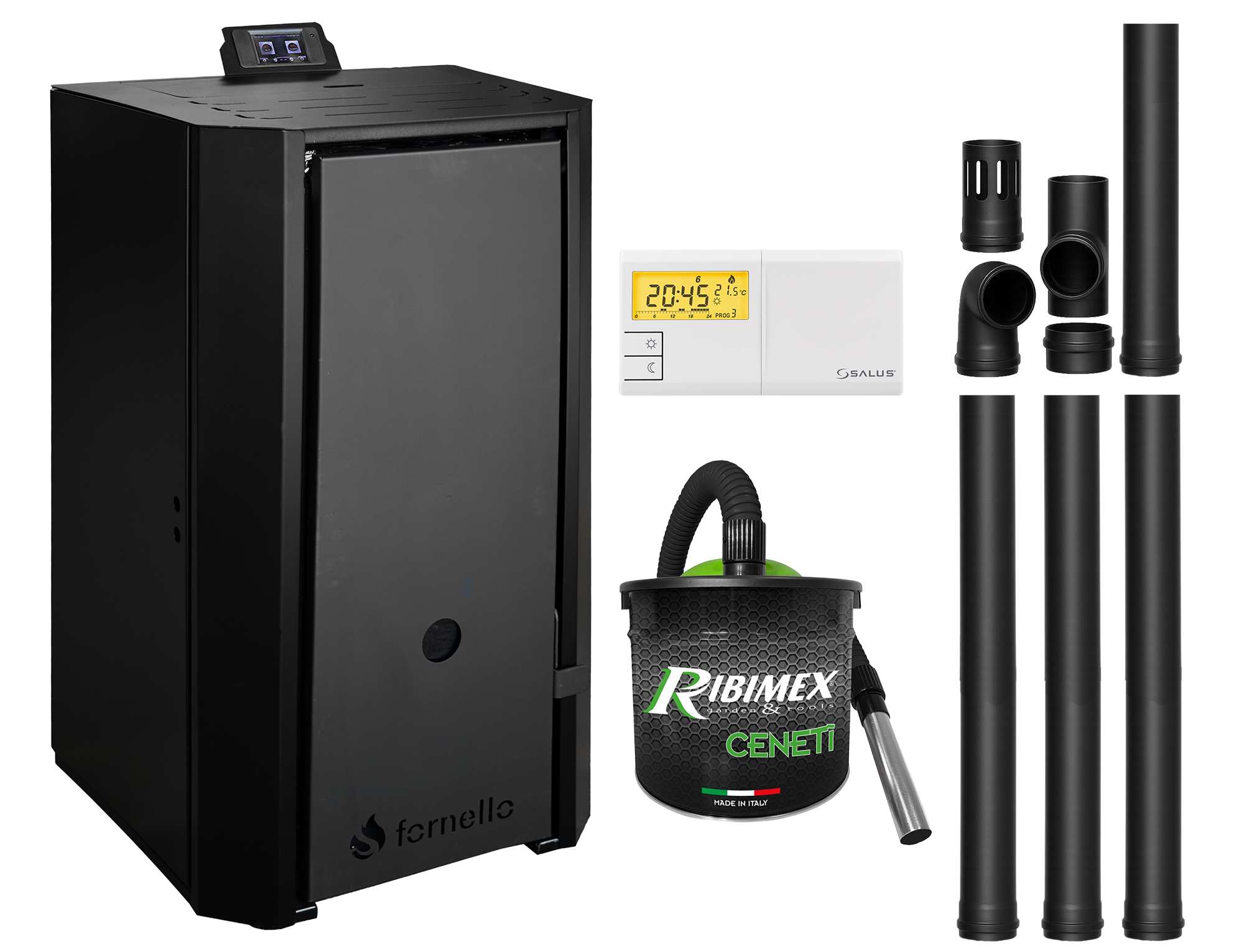 Fornello EVA B Black 25KW - Centrală Peleți Clasa A++