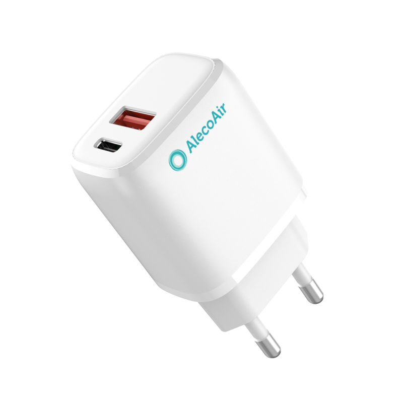 Încărcător dual USB AlecoAir G14-WP2S, 20W Quick Charge - imagine 2