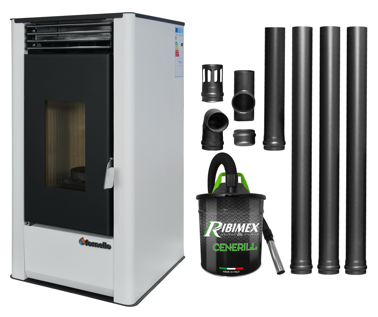 Pachet Semineu Peleti Fornello 11KW cu Accesorii