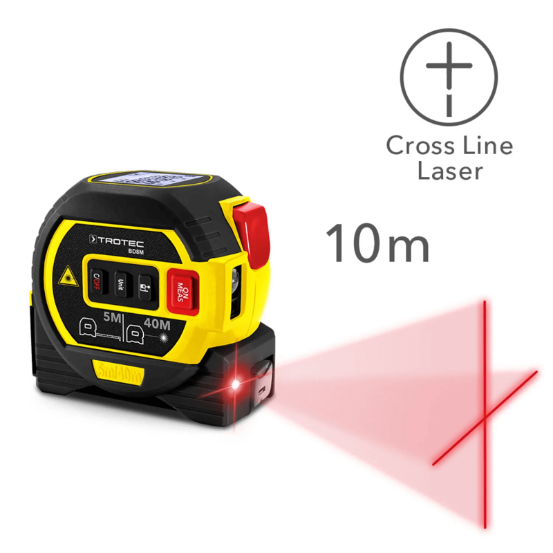 Distantier Laser TROTEC BD8M 3 în 1, 40 m, Funcție Pitagora