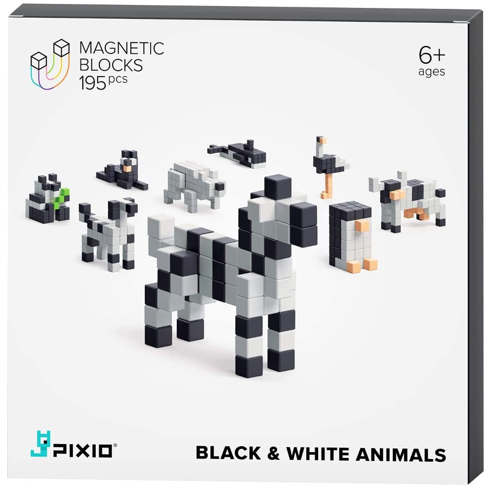 PIXIO Black & White Animals - Joc magnetic 195 piese