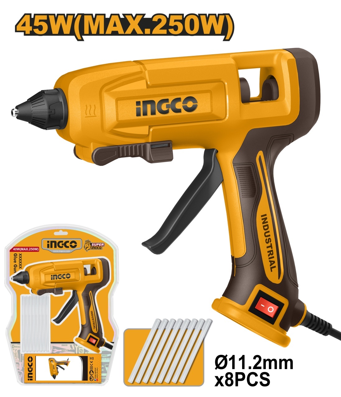 Pistol Lipit Silicon Ingco GG408 45-250W, 8 Batoane