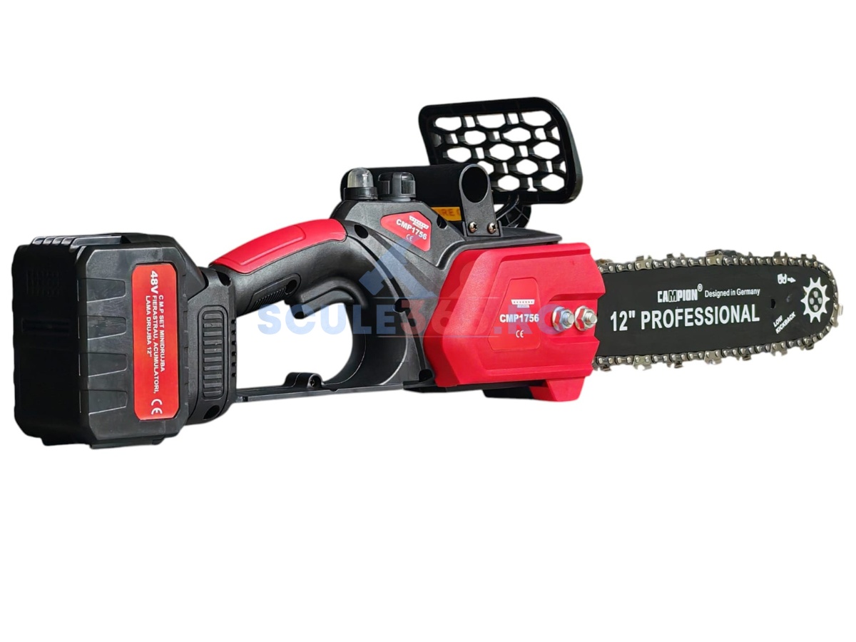 Mini Drujba electrica 8AH, 48V, 300mm, 2 acumulatori, brushless, ungere automata, 1800w, CAMPION CMP1756 - imagine 2