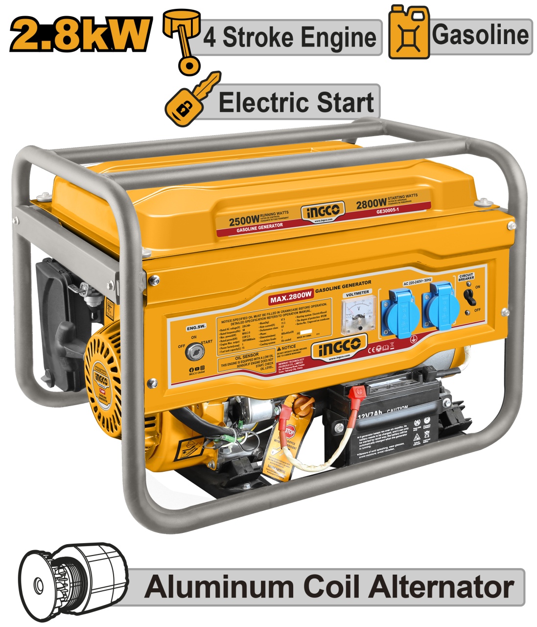 Generator Curent Ingco 2.8kW, Pornire Automata