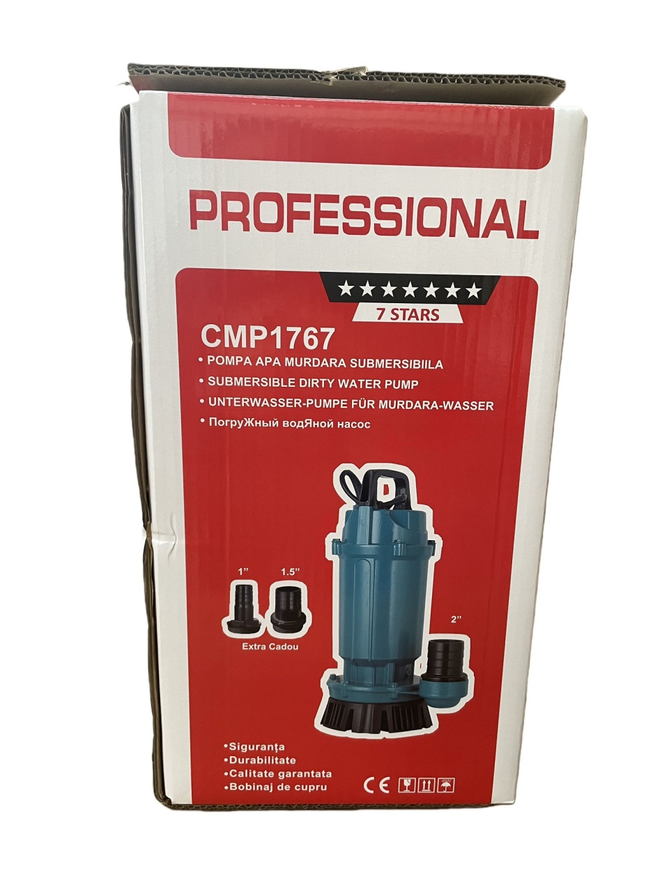 Pompa submersibila apa curata CMP1767 QDX10-35-1.1, 1.1kW, 1.5HP, debit 10 mc/h, inaltime refulare 35m, iesire 2" / 1.5" / 1", 2860RPM, 110-220V, fara plutitor - imagine 5