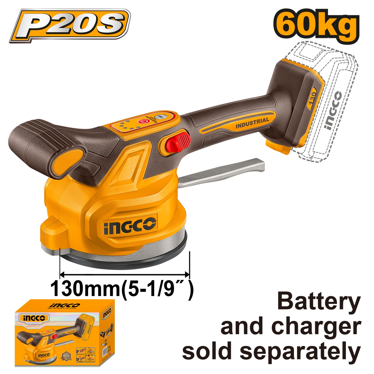INGCO CTVLI2001 Vibrator Placi Ceramice 20V - imagine 2