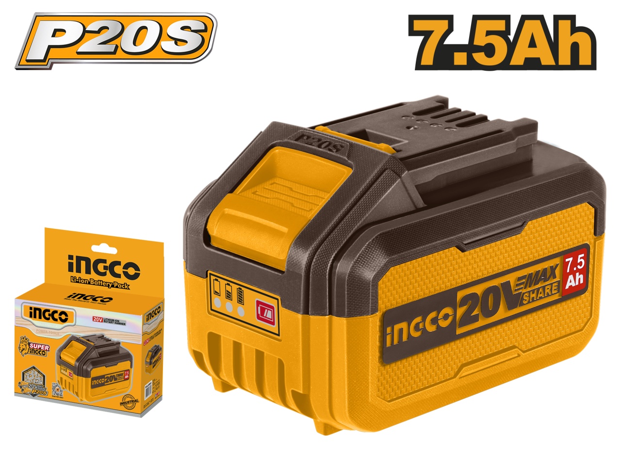 Baterie (Acumulator) 20V 7.5Ah seria P20S, Ingco FBLI2075 - imagine 2
