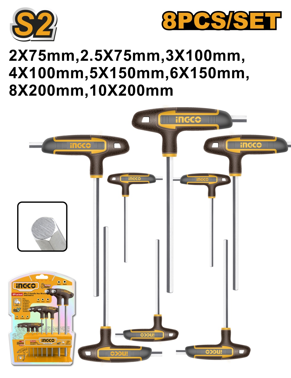 Set Imbusuri în T INGCO HHKT80818 | Profesional