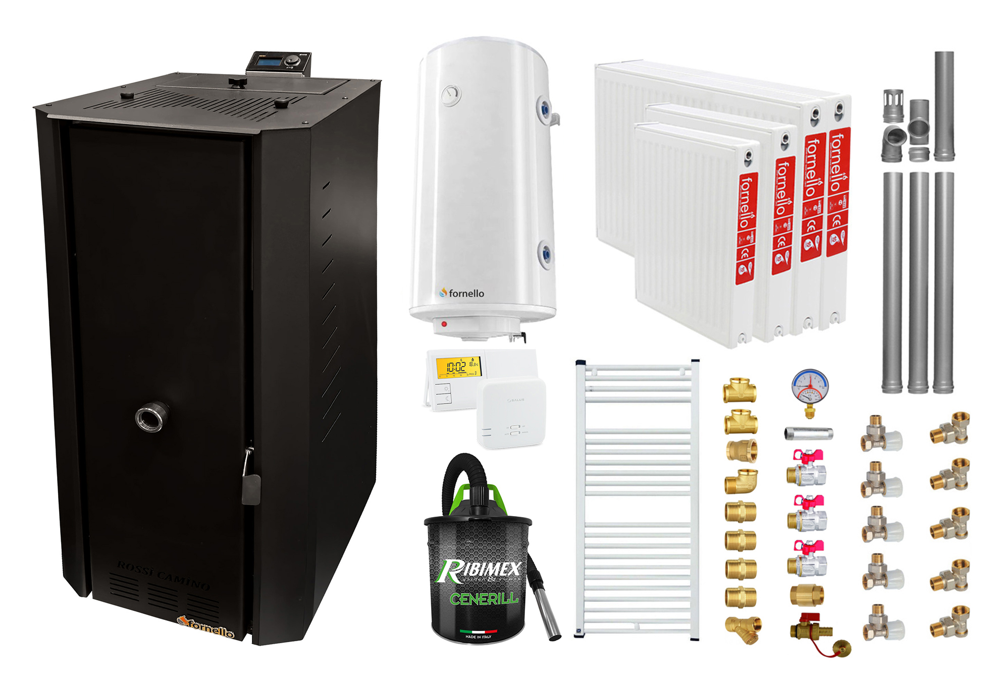 Pachet Centrală Peleti Fornello 25kW Complet