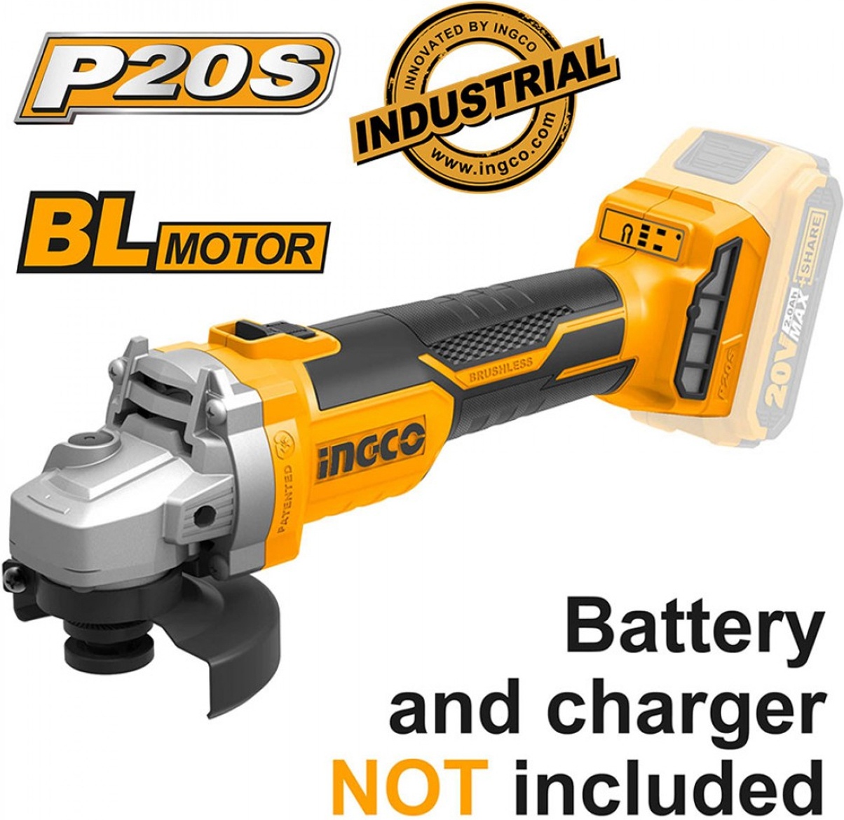 Polizor Unghiular Ingco 20V Brushless