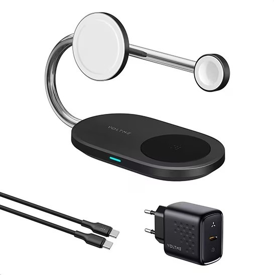 Voltme MagPak 3-IN-1 Qi2 + MFI Negru