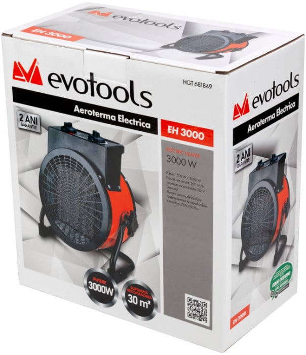 Aeroterma Evotools 2000W Ceramică PTC - imagine 3