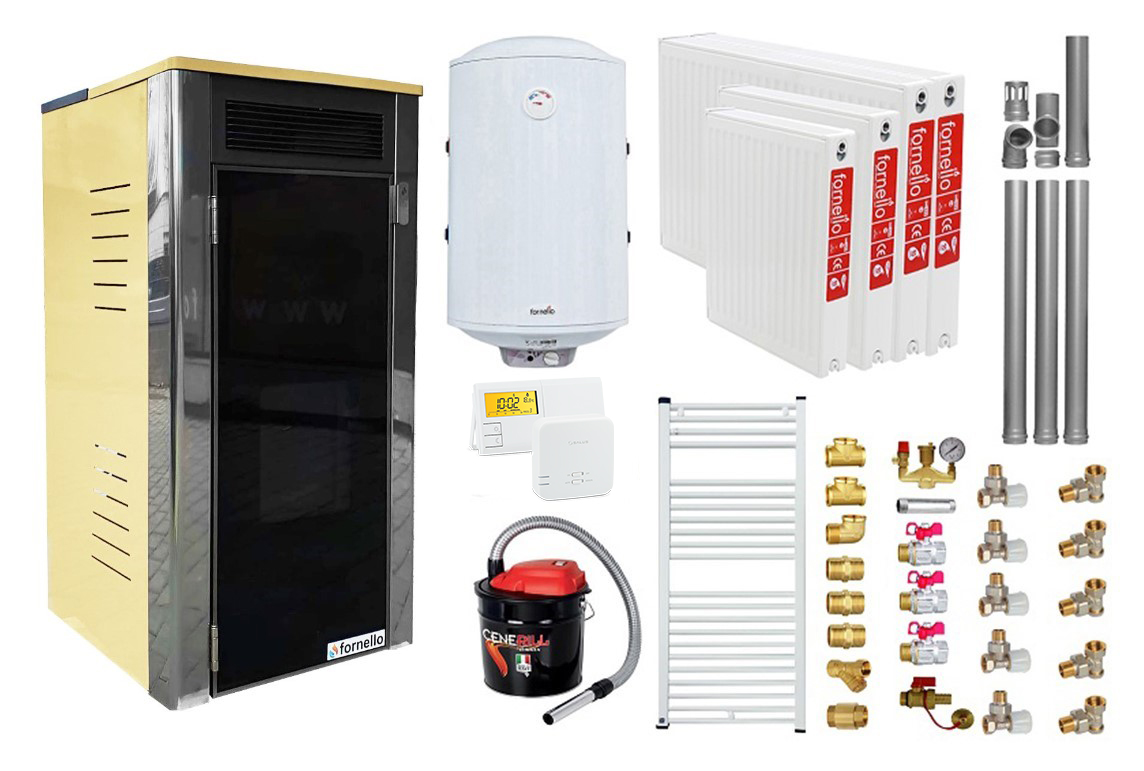 Pachet Complet Termosemineu Peleti 25kW Fornello