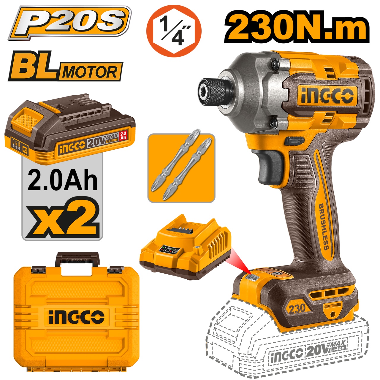 Filetantă cu impact 20V CIRLI2023, 230 Nm, motor brushless