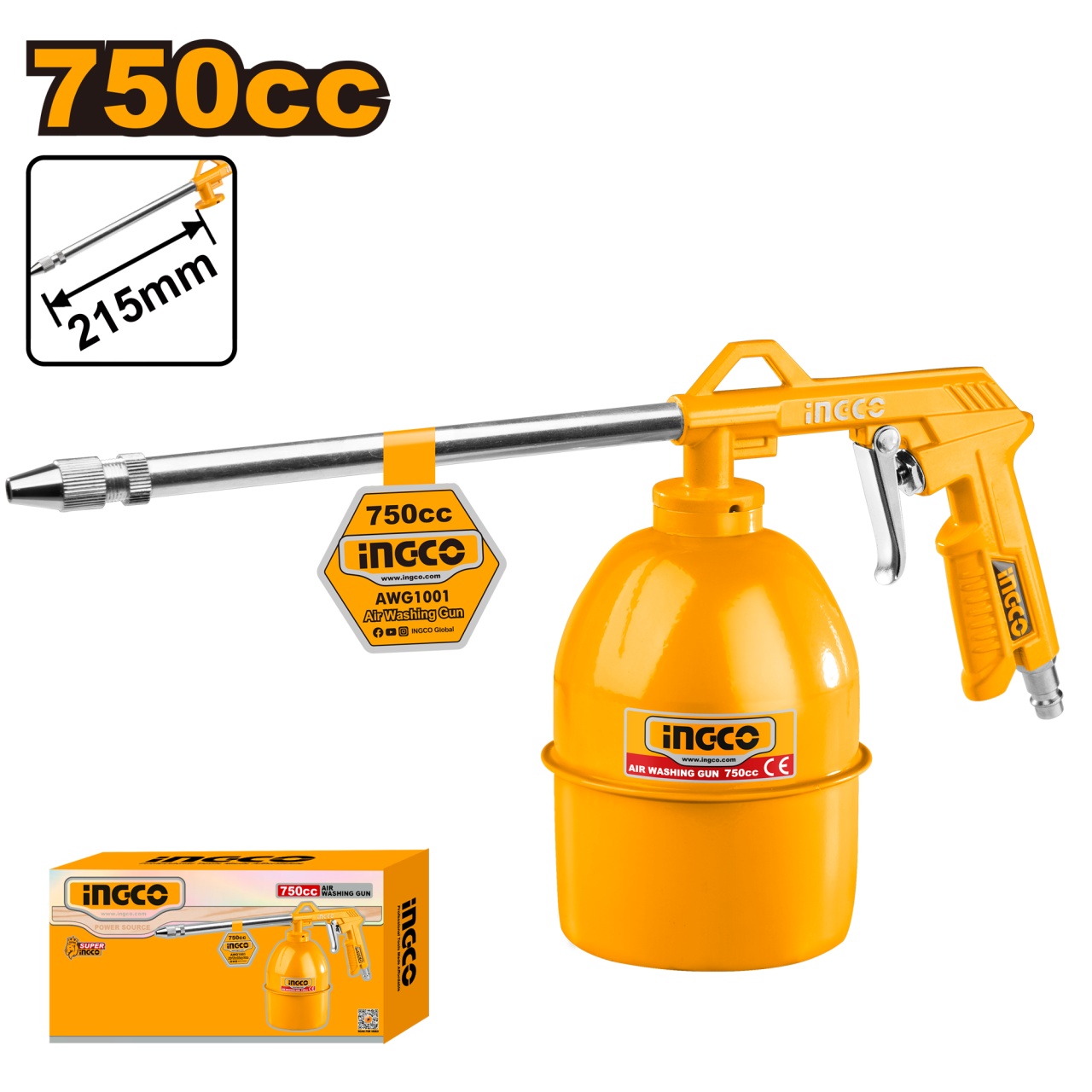Pistol Vopsit Ingco AWG1001, 750ml Universal - imagine 2